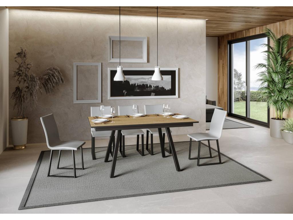 Mirhi Extendable Table 90x160/220 cm Natural Oak Anthracite Frame WRDJ95813