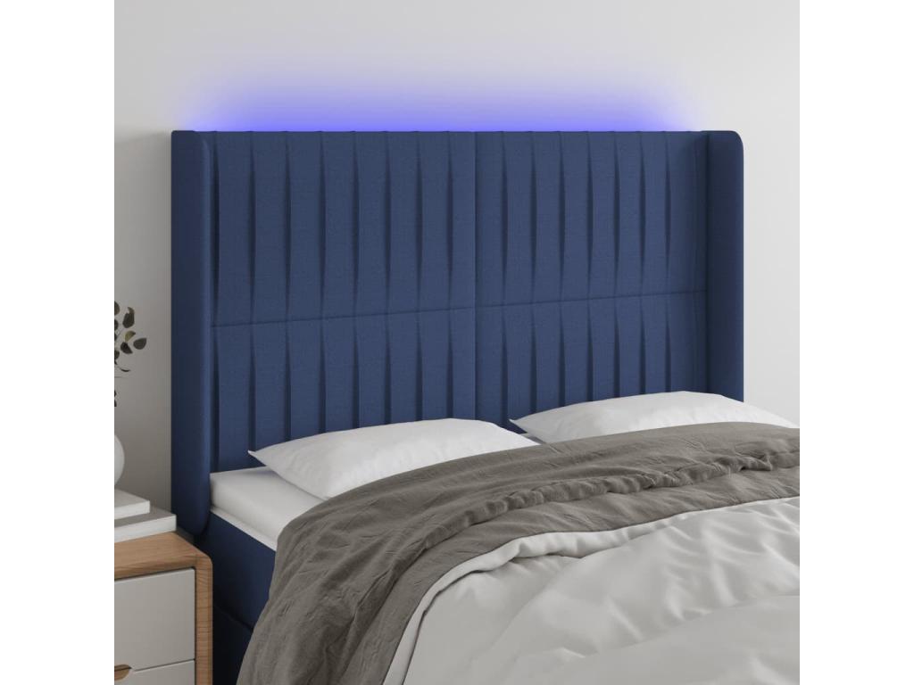 Blue LED Headboard 147x16x118/128 cm Fabric UXMQ16076