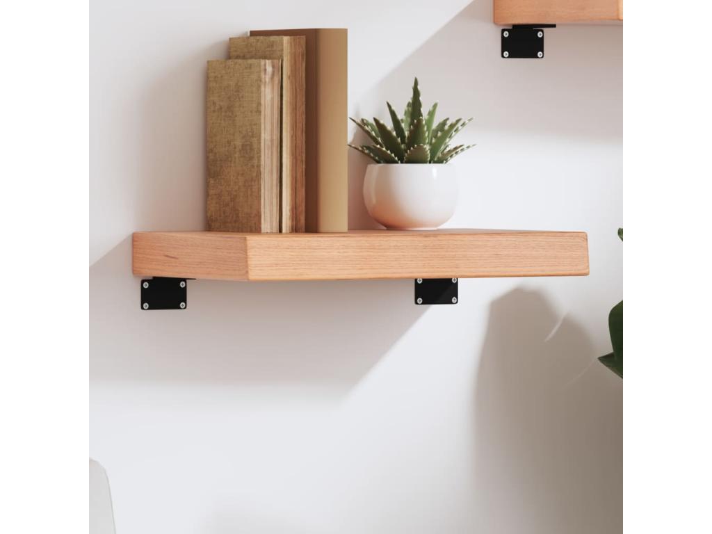 Light brown wall shelf 40x20x6 cm solid treated oak wood DSIO96836