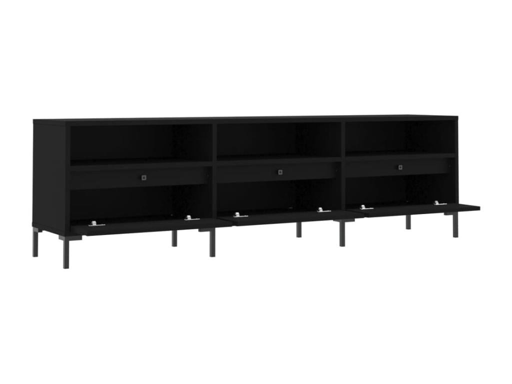 Black TV stand 150x30x44.5 cm engineered wood UCJK75576