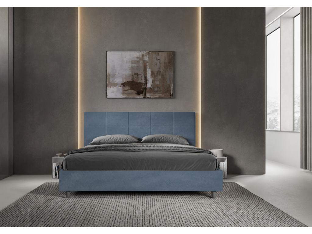 Domopure size bed with 200x210 microfiber blue upholstered slatted base Domopure XNUU71470