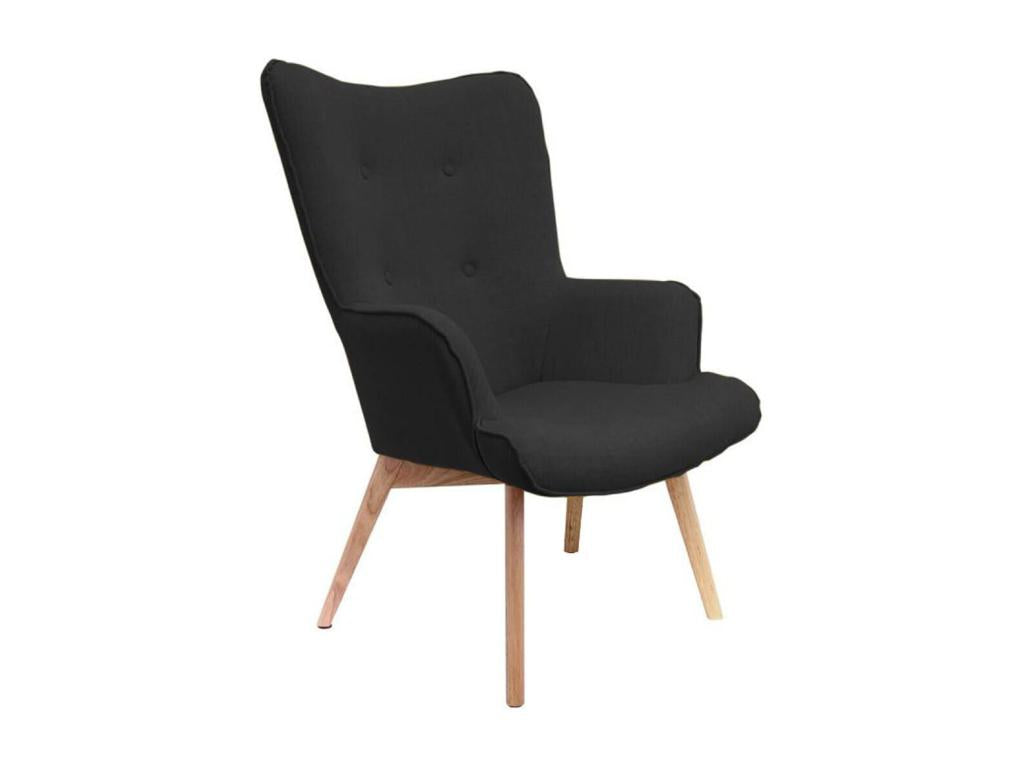 Decohaute - Black Armchair with Natural Legs AXXH24103