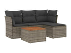 5-piece garden furniture set with grey resin wicker cushions MBUW67917