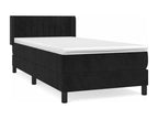 Upholstered bed base with mattress, black, 90x190 cm, velvet, HTFB02808