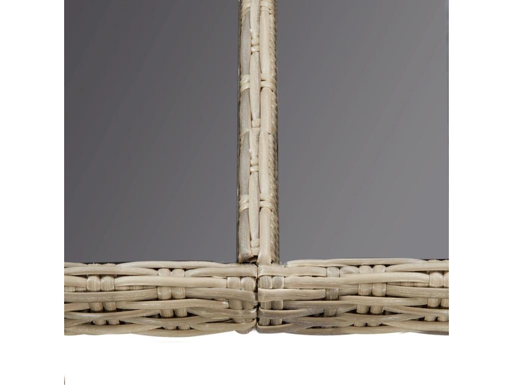 Brown dining table 200x100x74 cm Glass and woven resin TDQO10170