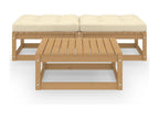 3-piece garden furniture set with cushions, solid pine wood DFZB15698