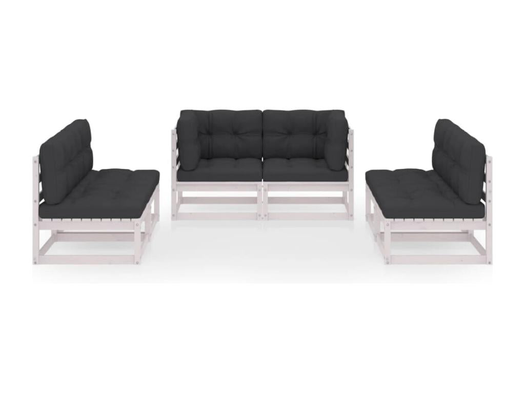 6-piece garden furniture set with cushions, solid pine wood, FWGJ15596