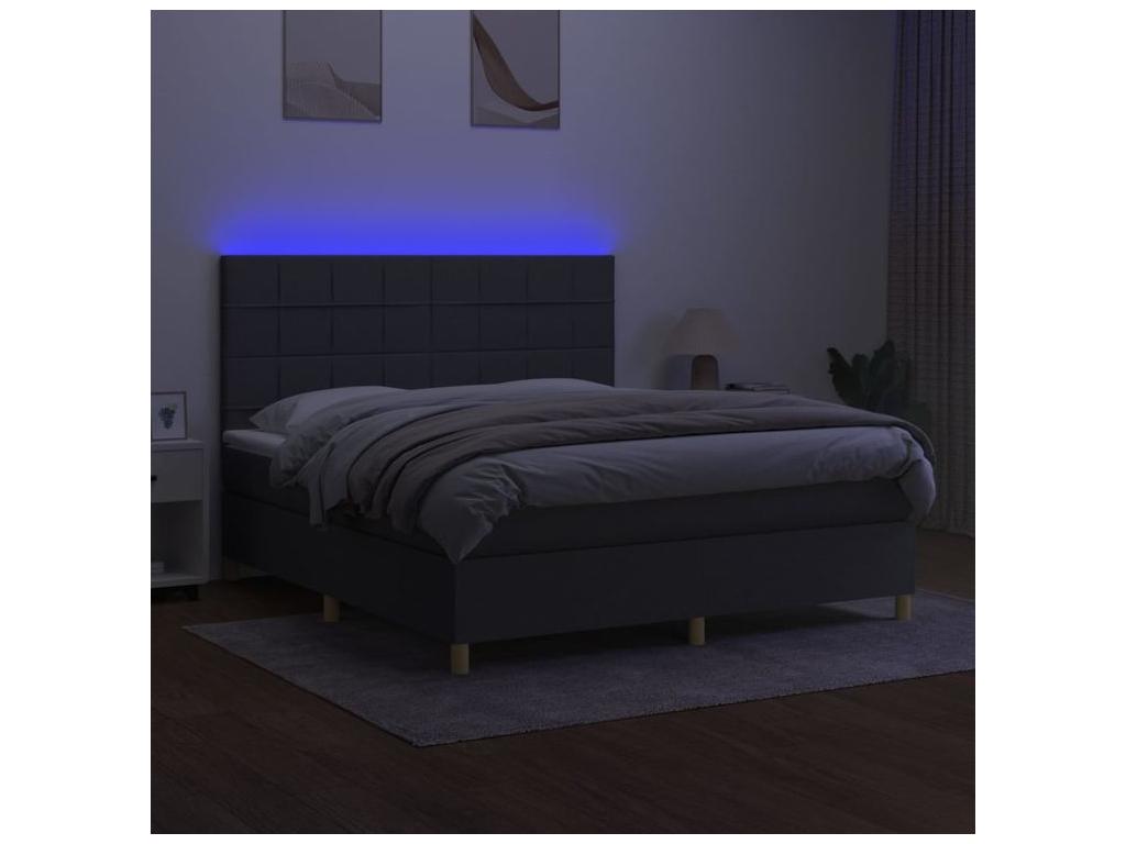 Domopure bed base and mattress with LED lighting, Dark Grey, 180x200 cm, OSHH64392