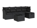 6-piece garden furniture set with cushions, black woven resin SQOT88725