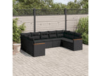 9-piece garden furniture set with cushions, black resin wicker MWZW82524