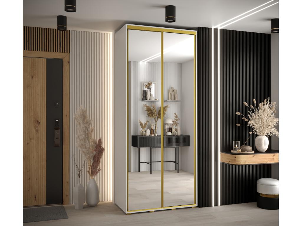Domodure 2 Sliding Door Wardrobe 235.2/110/60 2 Doors White/White/Gold WQFT47296