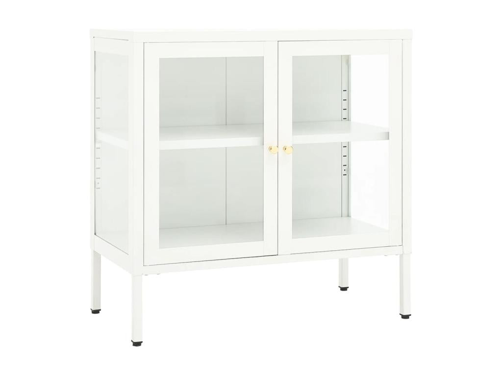 White Buffet 70x35x70 cm Steel and Glass NQJH72144