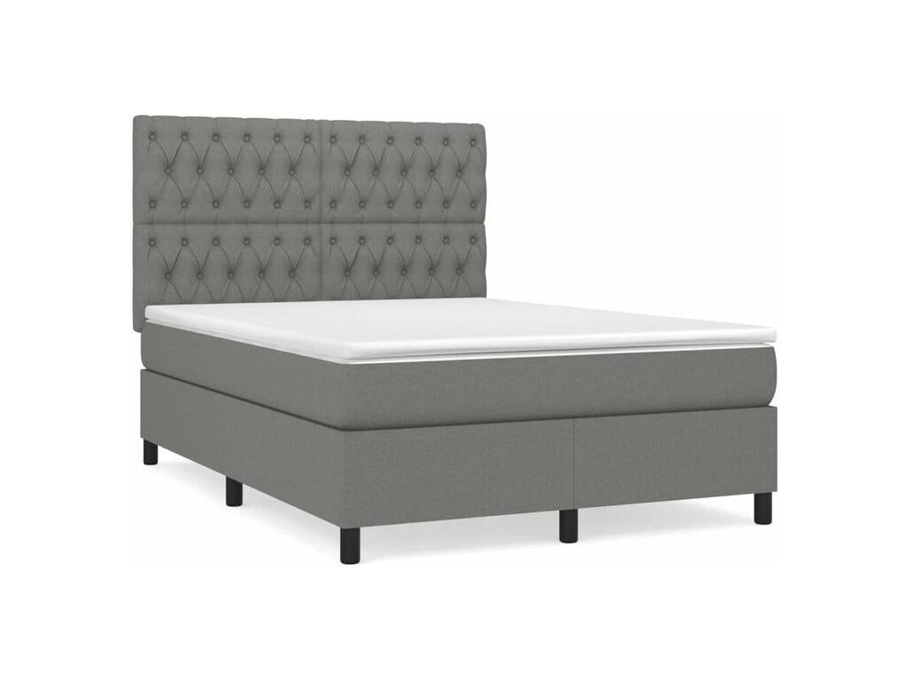 Domopure bed base with mattress, dark grey, 140x200 cm, fabric BFFX11374
