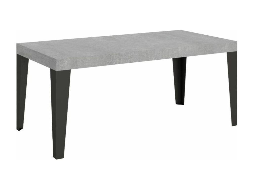 Domopure rectangular table, 180cm, concrete grey with anthracite metal legs, seats 6 to 8 (AIJJ18566)