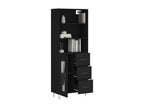 Highboard, Black, 69.5x34x180 cm, Engineered Wood, MVDO60419