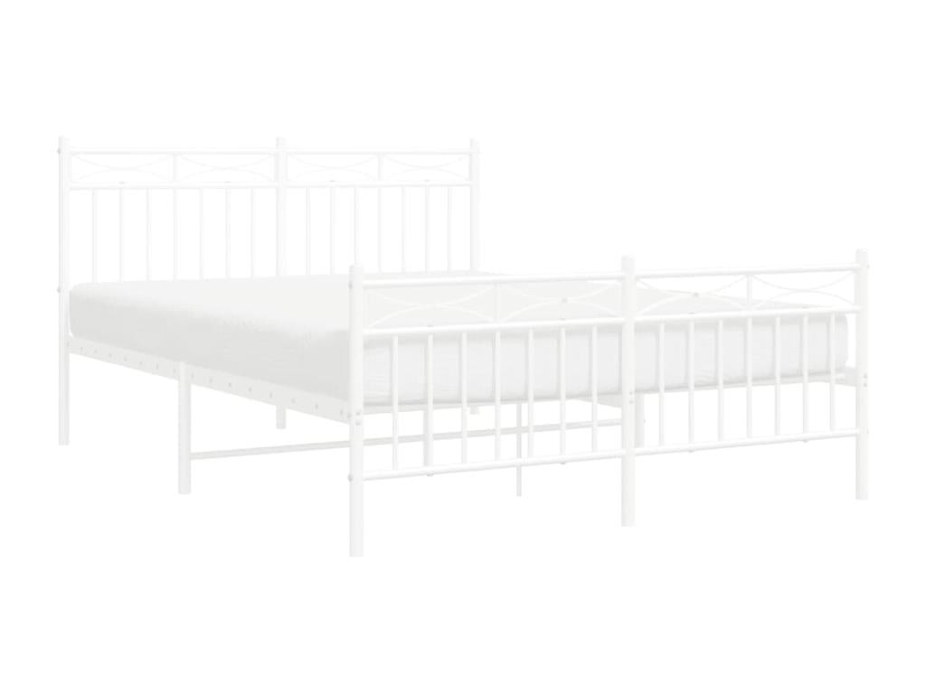 Metal bed frame with white headboard/footboard 135x190cm QVKX29042