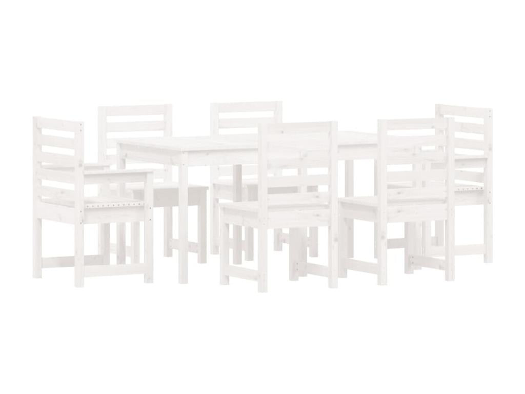 7-piece garden dining set, white, solid pine wood AVWQ26892