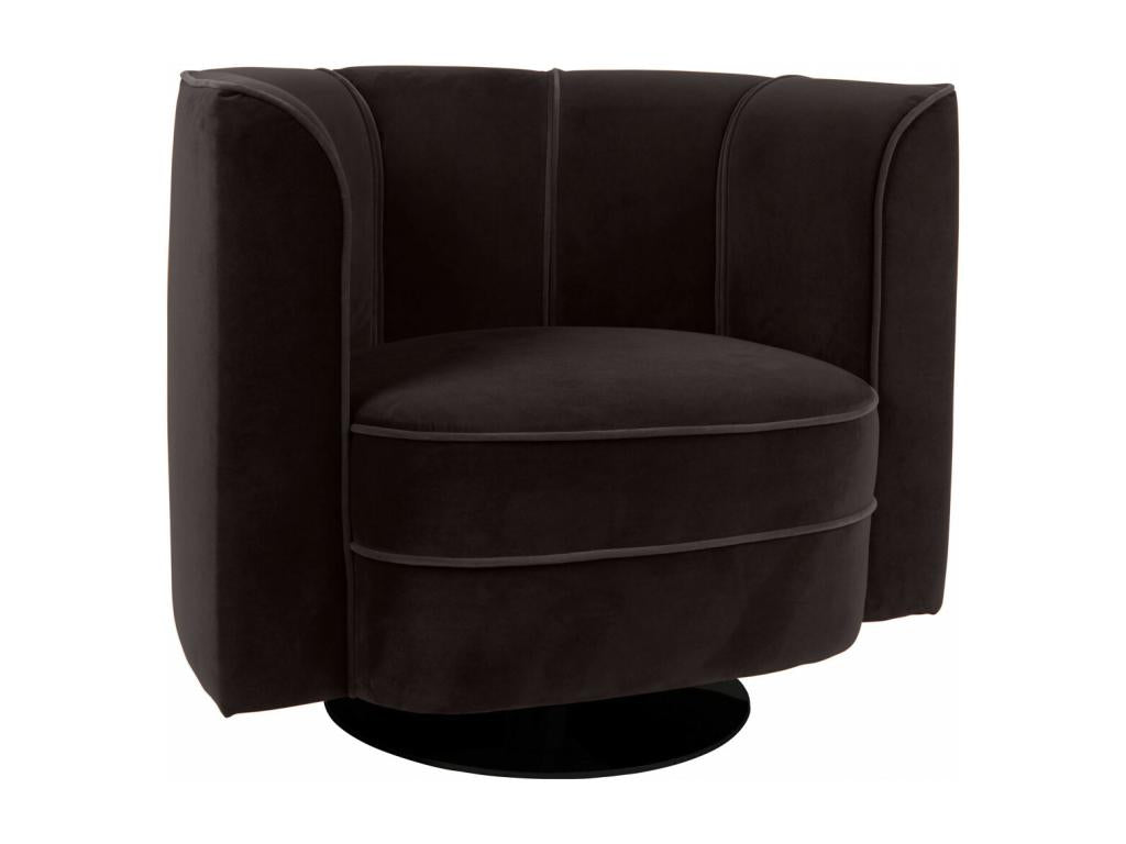 FLOWER - Swivel armchair in black velvet, Domopure style, HJHV05483