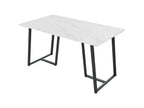 Dining table 140x80 cm - metal frame - marble pattern veneer - White / Black VFTT90678