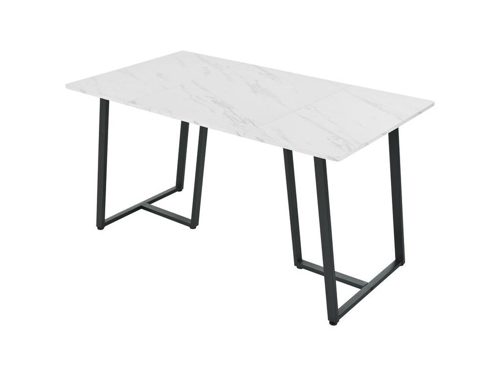 Dining table 140x80 cm - metal frame - marble pattern veneer - White / Black VFTT90678