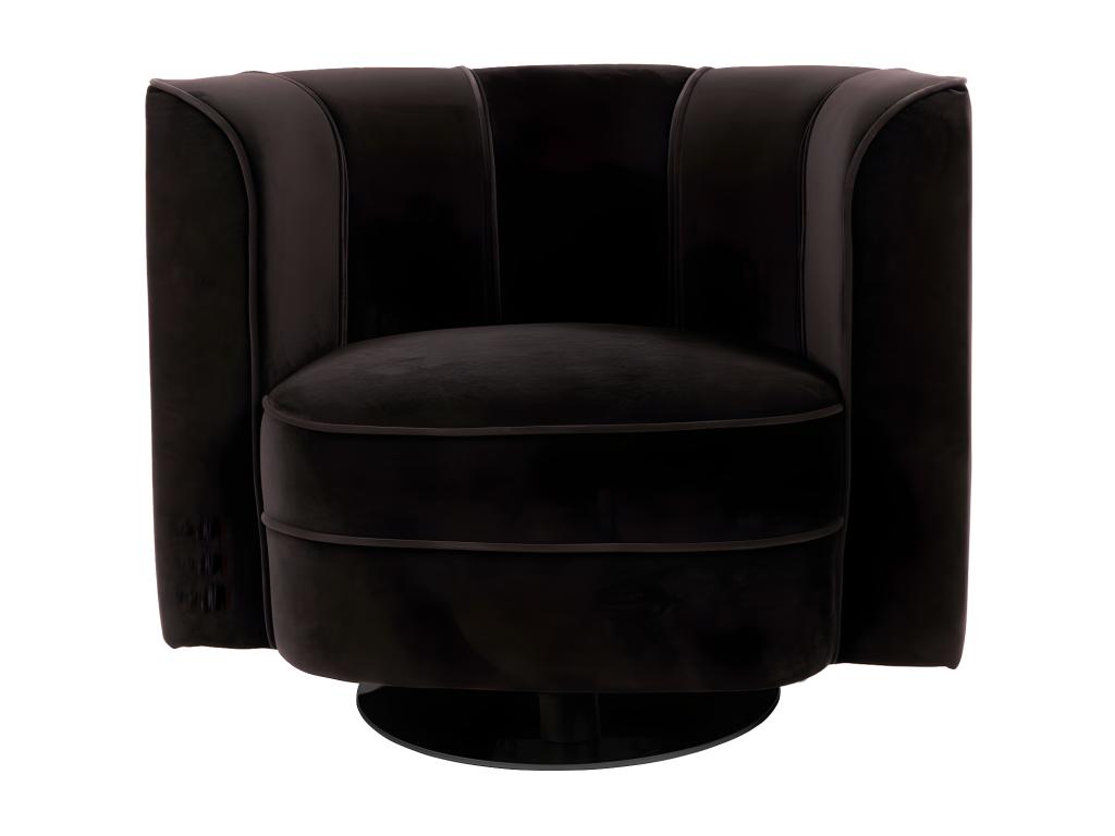 FLOWER - Swivel armchair in black velvet, Domopure style, HJHV05483