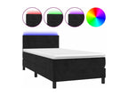Upholstered bed base with mattress and LED lighting, black, 80x200cm, velvet, LZHH46688