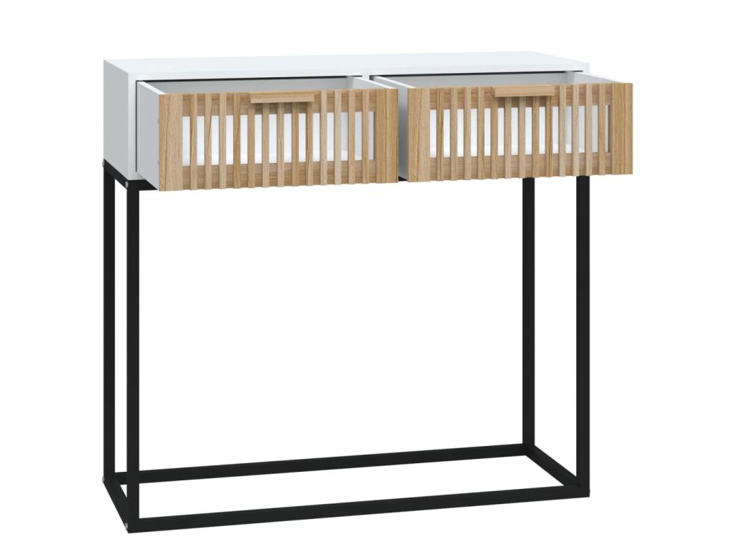 White console table 80x30x75 cm engineered wood and iron APSU67387
