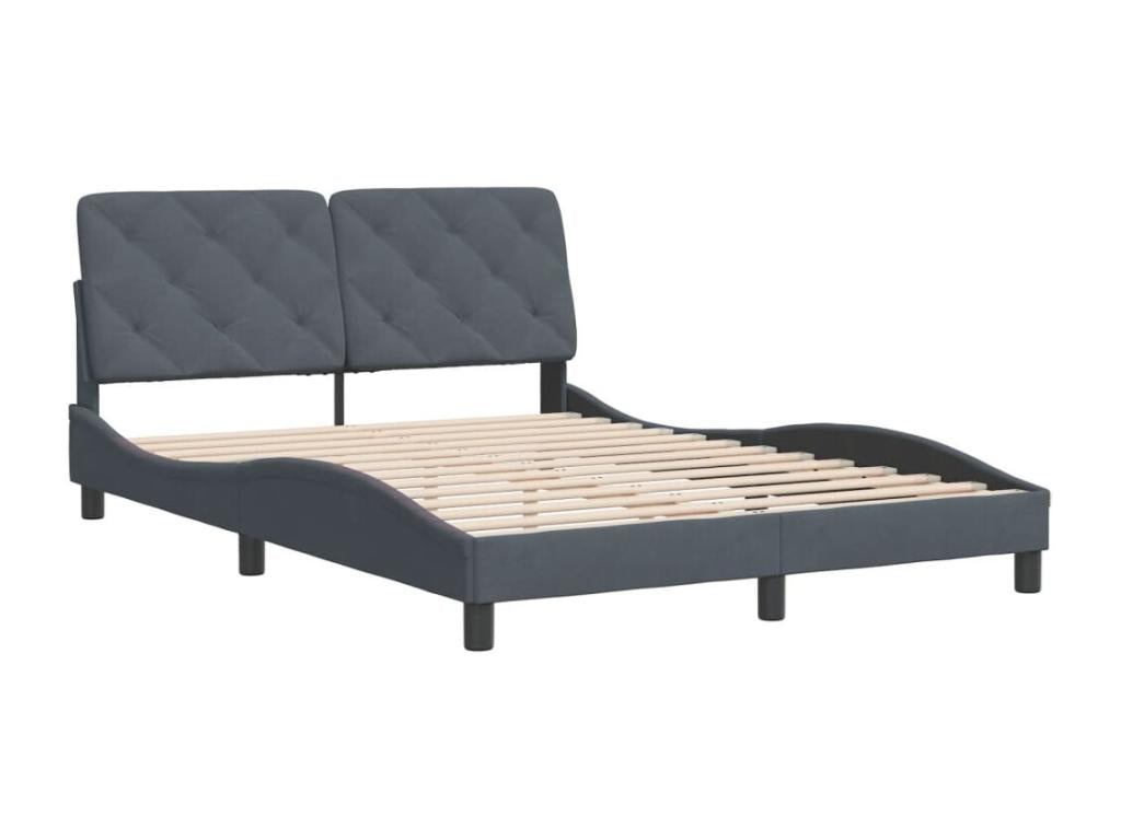 Dark grey velvet bed frame 140x200 cm without mattress RGHN70527