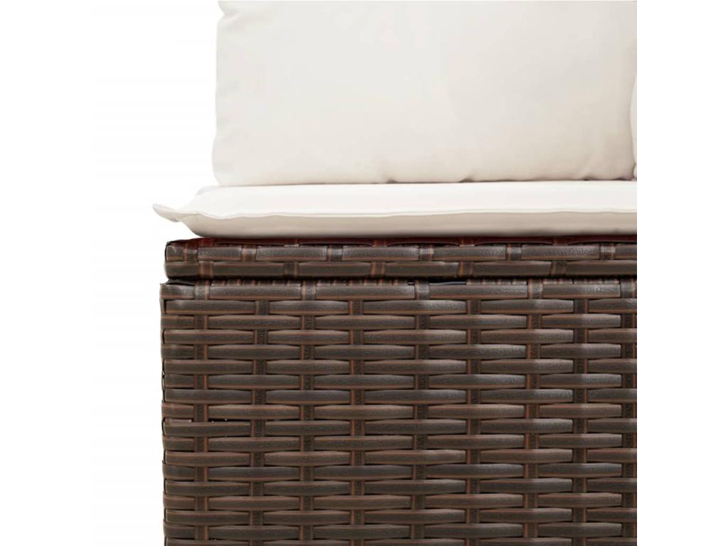 5-piece garden furniture set with cushions, brown woven resin YMLA13944