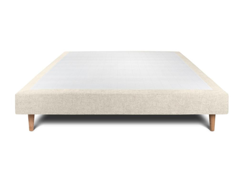 Upholstered bed base in light beige fabric, 150x190 cm, H29 cm, IKAE17980
