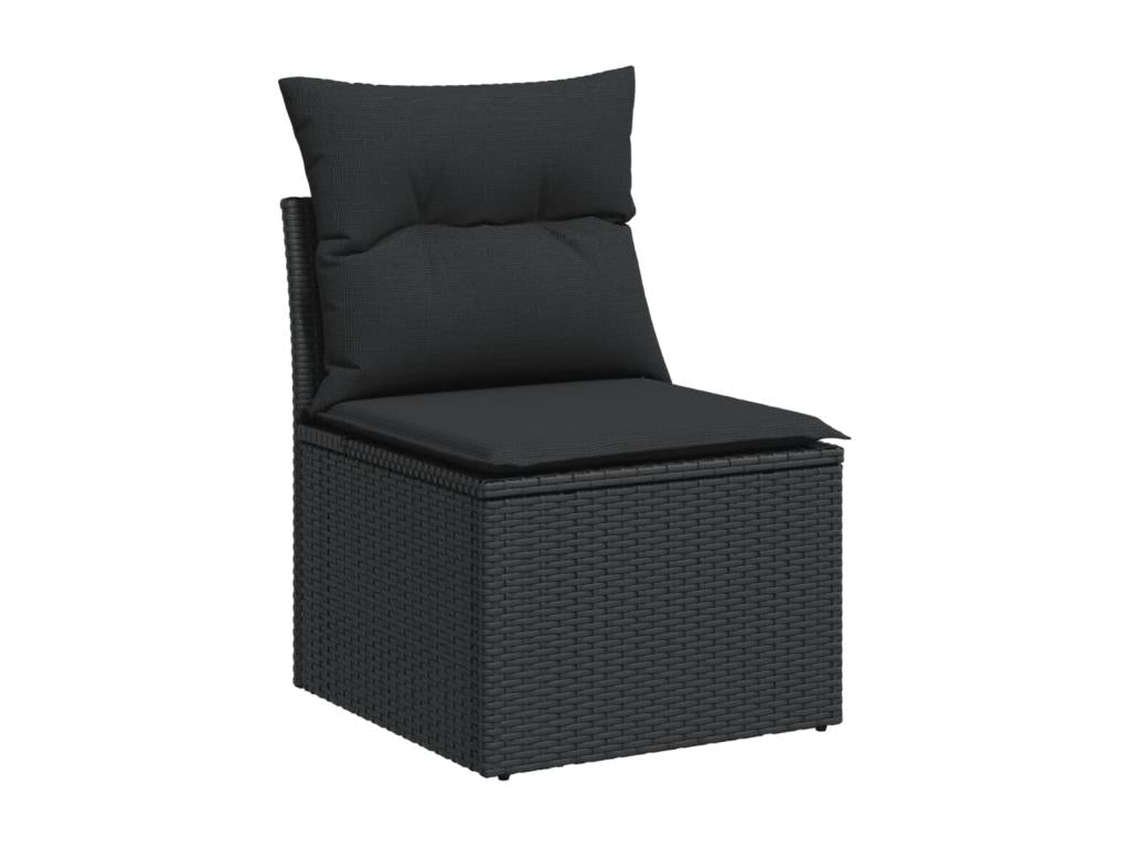 6-piece garden furniture set with cushions, black woven resin SQOT88725