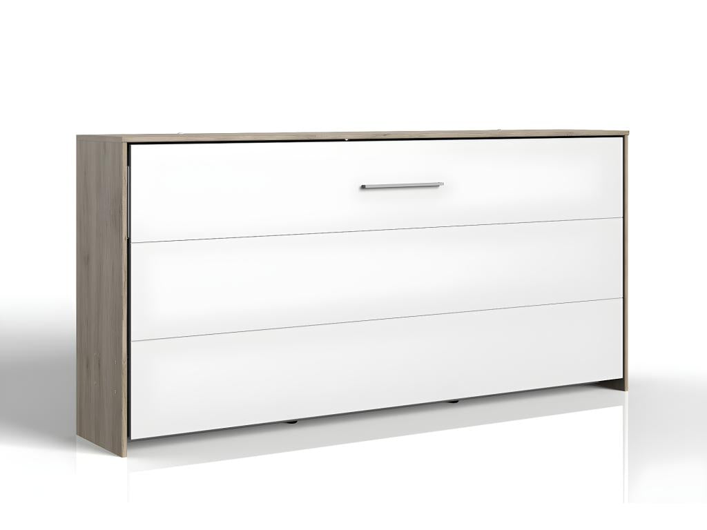 Horizontal wall bed in white/oak effect - W- 212 x H- 105 x D- 43-117 cm XNVU85189