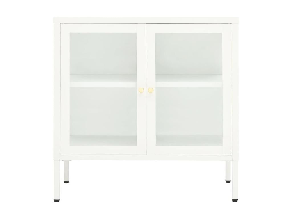 White Buffet 70x35x70 cm Steel and Glass NQJH72144