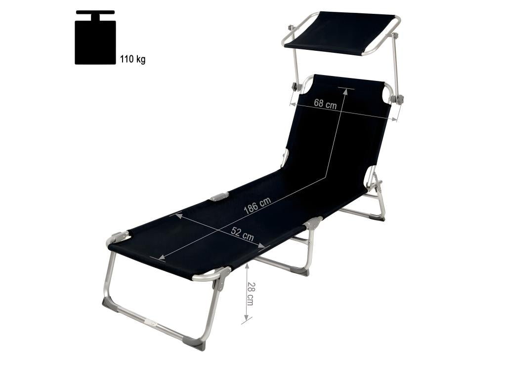 Set of 2 black sun loungers 190x35x28 cm 2208190 FBPT88005