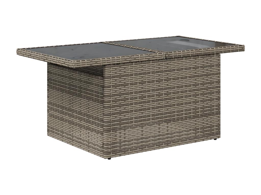 7-piece garden furniture set with cushions, grey woven resin DHGF16694