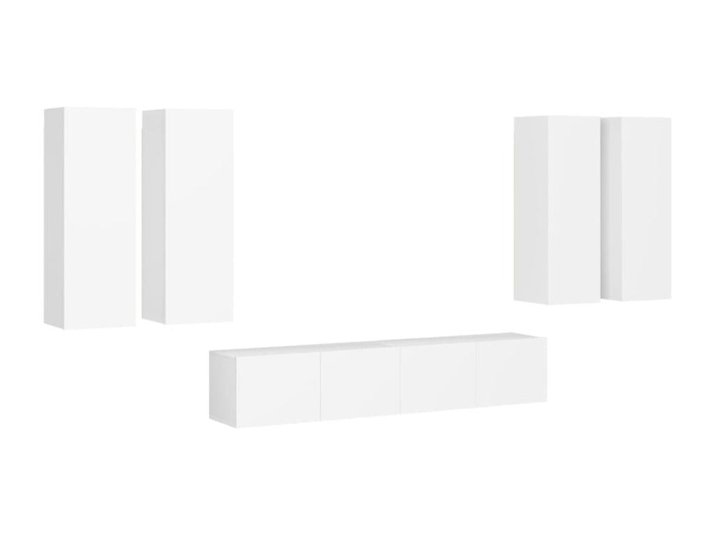 6-Piece TV Unit Set, White, Chipboard, NVTI26447