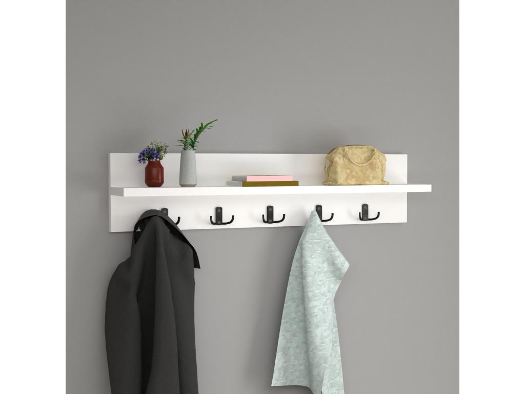 Hammarö Coat Rack with 10 Hooks, 80x13x18 cm, White, Decohaute PCCZ35265