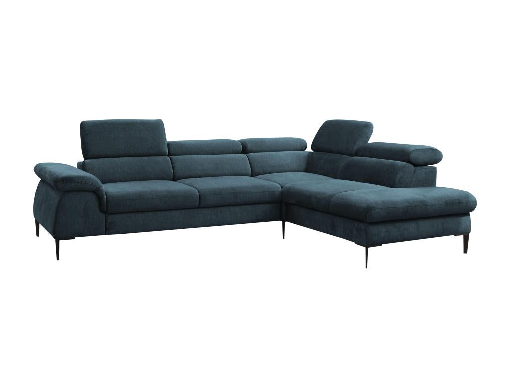 Domopure UIFH56075 Large right-hand corner sofa bed in midnight blue velvet SEPINA