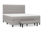 Upholstered bed base with mattress, light grey, 180x200cm, fabric, JXEQ08250