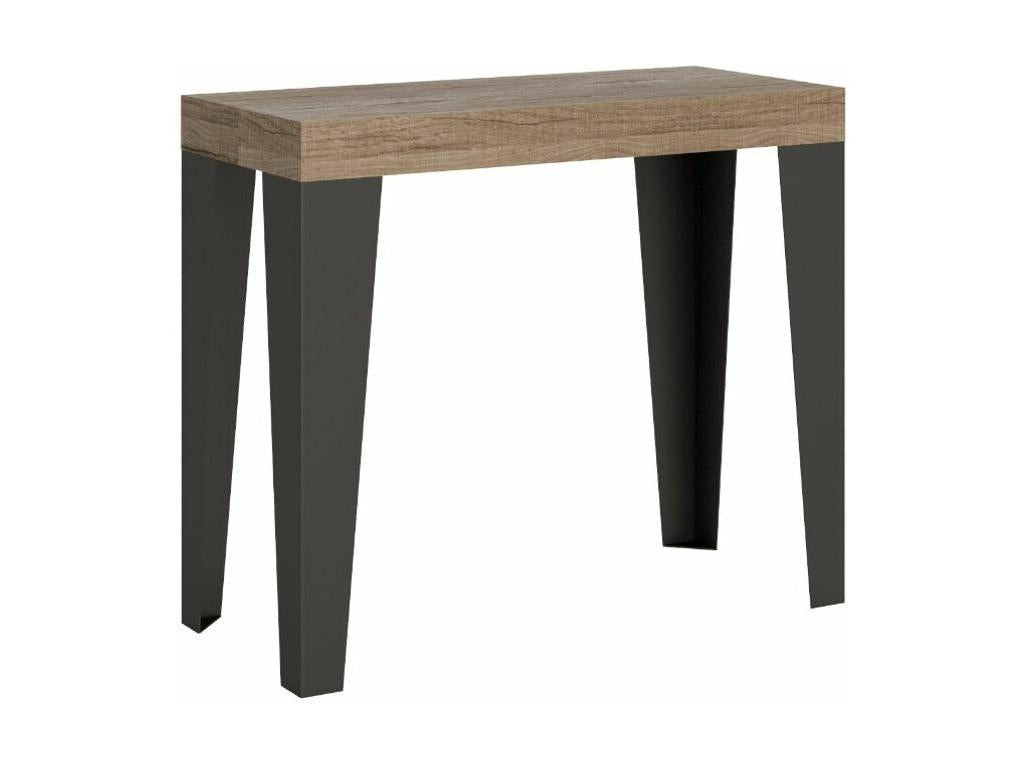 Extendable console table in wood and matte steel, Decohaute - Natural color - Base and support on Decohaute - 5 slim extensions CXIH69452