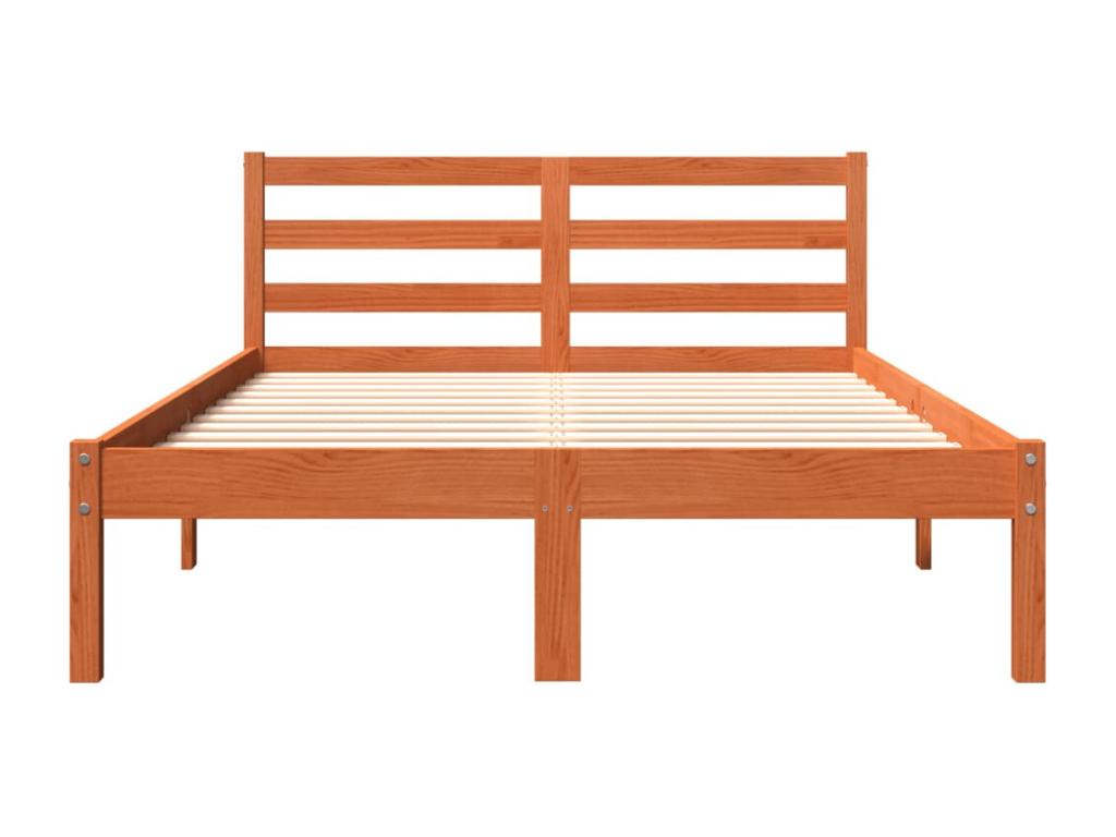 Brown wax bed frame 120x200 cm solid pine wood NJOK25225