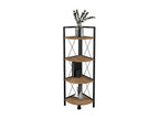 Domopure Wood and Metal Corner Shelf Storage Stand Bookcase Decorative Bookshelf Freestanding Insasi 4 Honey Oak FNUL66587