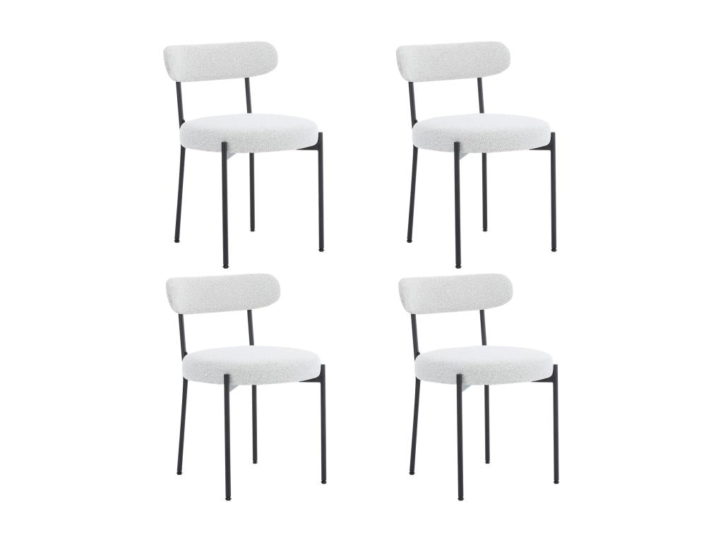 Set of 6 dining chairs - 48x56x74 cm - Bouclé fabric - Armless - Metal legs - White YYTR24590