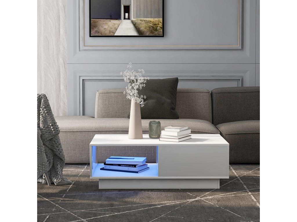 Modern rectangular coffee table with high-brightness LED lighting, 95cm diameter x 32cm high, QMRL66218