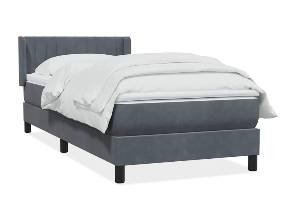 Decohaute bed base and dark grey 80x210 cm velvet mattress WYUJ26056