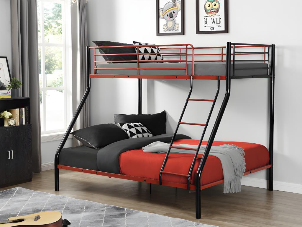 Decohaute IV Bunk Beds - 90 and 140x190 cm - Steel - Black and Red MIRD31385
