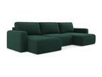 Panoramic convertible sofa in Strukturstoff - bottle green - Domopure MNHZ33809