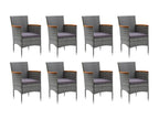 9-piece garden dining set and cushions, grey wicker resin, YEKB59798
