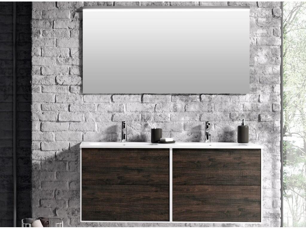 Decohaute bathroom vanity unit with 4 drawers, dark brown wood, and mirror, 120cm wide, TNCZ12268