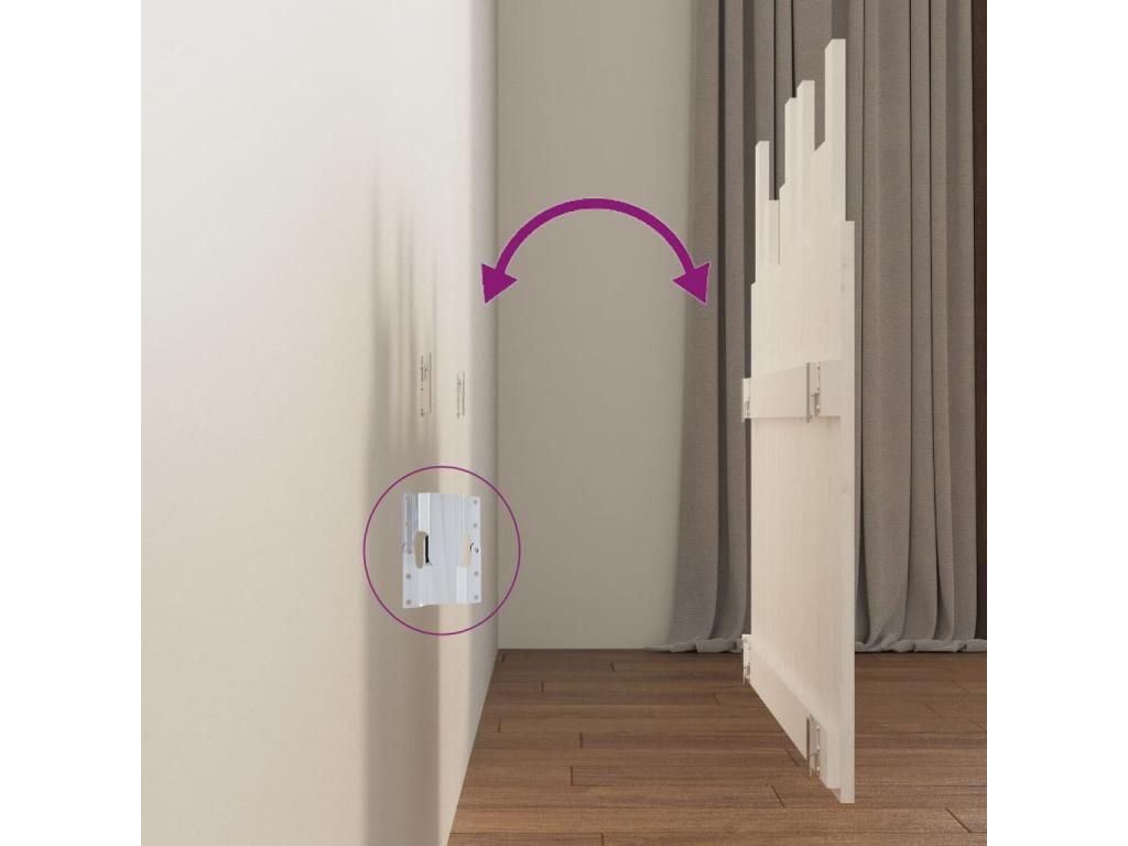 Wall-mounted headboard, white, 95.5x3x80 cm, solid pine wood, JPWL14505